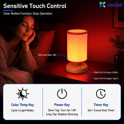 Hot Sale LED Daylight Therapy Lamp 12W Dimmable Touch Control Timer Dual USB Charging Portable CE Certified