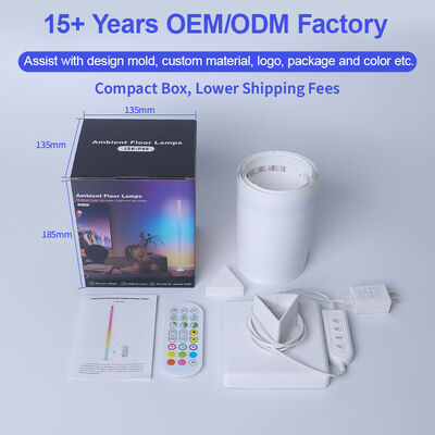 RGB Dimmable Smart Standing LED Floor Lamps Modern Decorative USB-Powered Corner Lighting White Shade with Music Sync Features