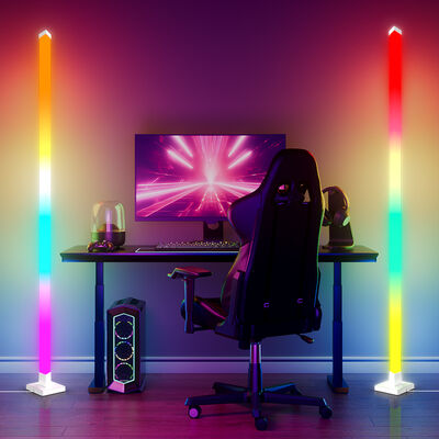 RGB Dimmable Smart Standing LED Floor Lamps Modern Decorative USB-Powered Corner Lighting White Shade with Music Sync Features