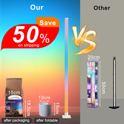 RGB Dimmable Smart Standing LED Floor Lamps Modern Decorative USB-Powered Corner Lighting White Shade with Music Sync Features