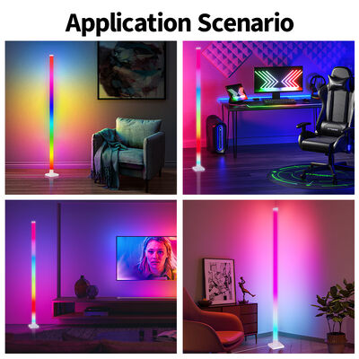 RGB Dimmable Smart Standing LED Floor Lamps Modern Decorative USB-Powered Corner Lighting White Shade with Music Sync Features