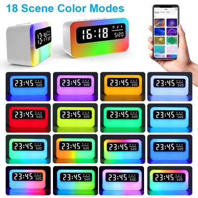 Digital Alarm Clock Home Decorate New Modern Atmosphere RGB Table Smart LED Night Lamp Lights