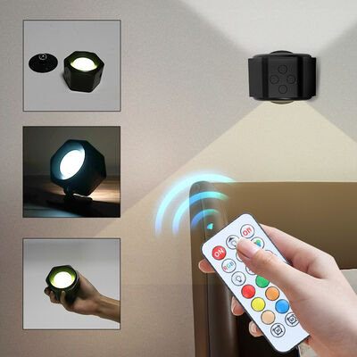 JSK Remote Control Indoor Wall Light Battery Powered Wireless Night Light Smart 360 Magnetic Ball RGB Decor Wall Lamp for Home