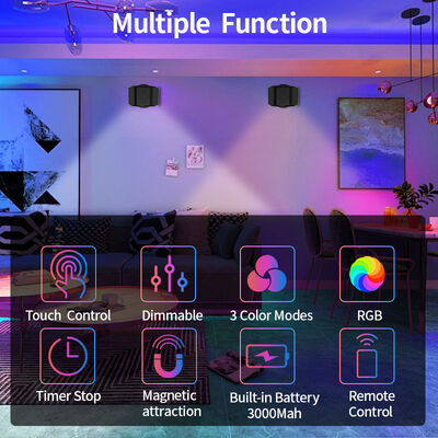 JSK Remote Control Indoor Wall Light Battery Powered Wireless Night Light Smart 360 Magnetic Ball RGB Decor Wall Lamp for Home