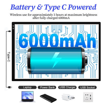 Large LED Light Pad Building Block Toy 6 Levels Stepless Dimming Tracing Box A1 Drawing Board 6000mAh Battery