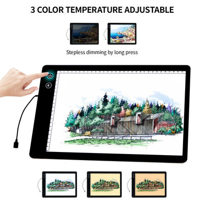 Design  A2 A3 A4 A5 3 Color Temperature Adjustable Powered Rechargeable Light Pad Kids Drawing Board for Artist