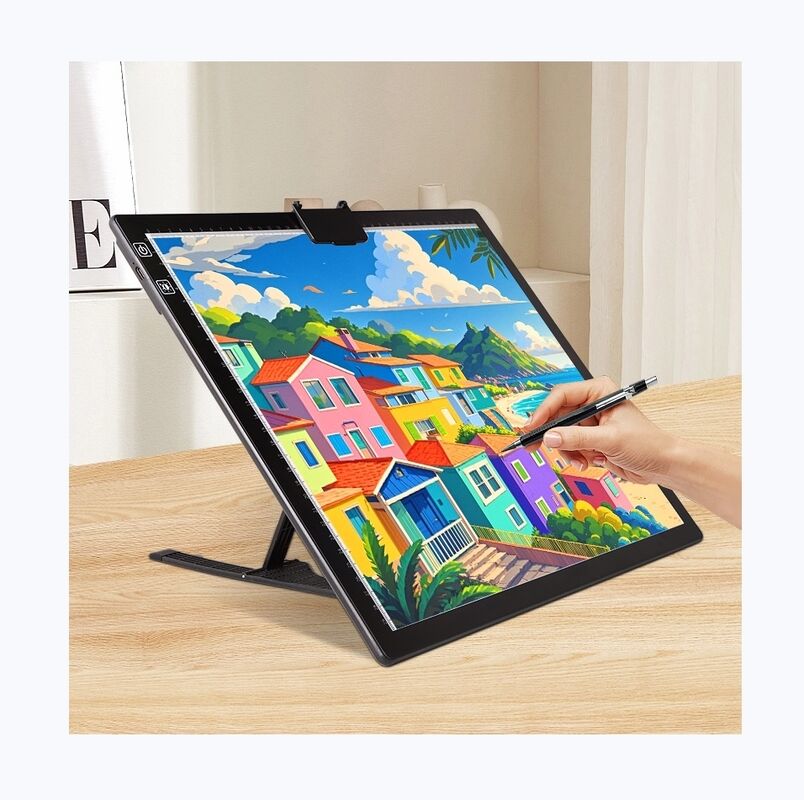 2500mAh Battery Capacity Ultra Slim LED Light Pad Stepless Dimmable 6 Levels Drawing Tracing Board with Stand OEM ODM Color