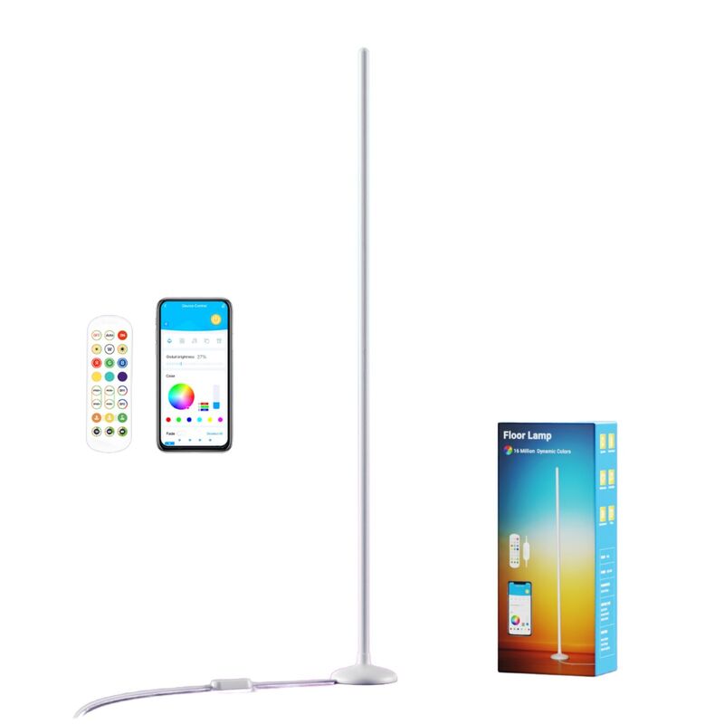 Room White PC Standing Lamp with Foldable Design Fixed Angle 13x13cm Base USB Powered LED Floor Lamp ABS PP Materials