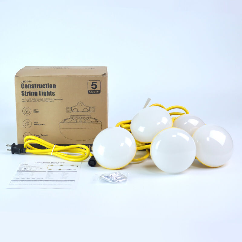 AC 100-220V Certified 6300 Lumens 45W 50 Foot Outdoor Chain Construction String Light Temporary Job Site Work Light