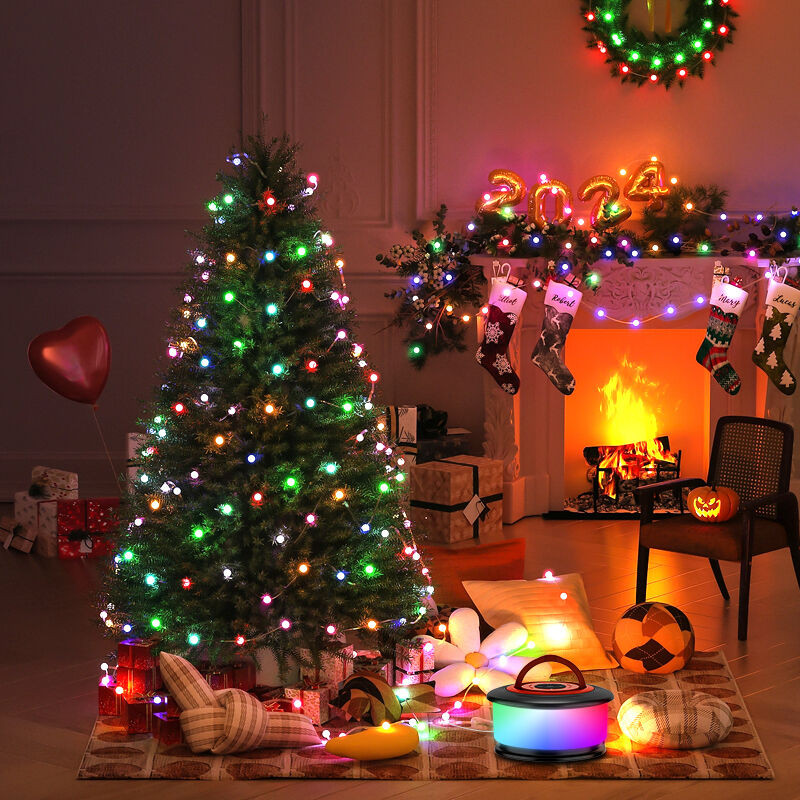 ABS 10 Meter Multifunctional Rechargeable LED String Lights Emergency Foldable Lantern Extendable with 8 Scene Modes Outdoor Camping