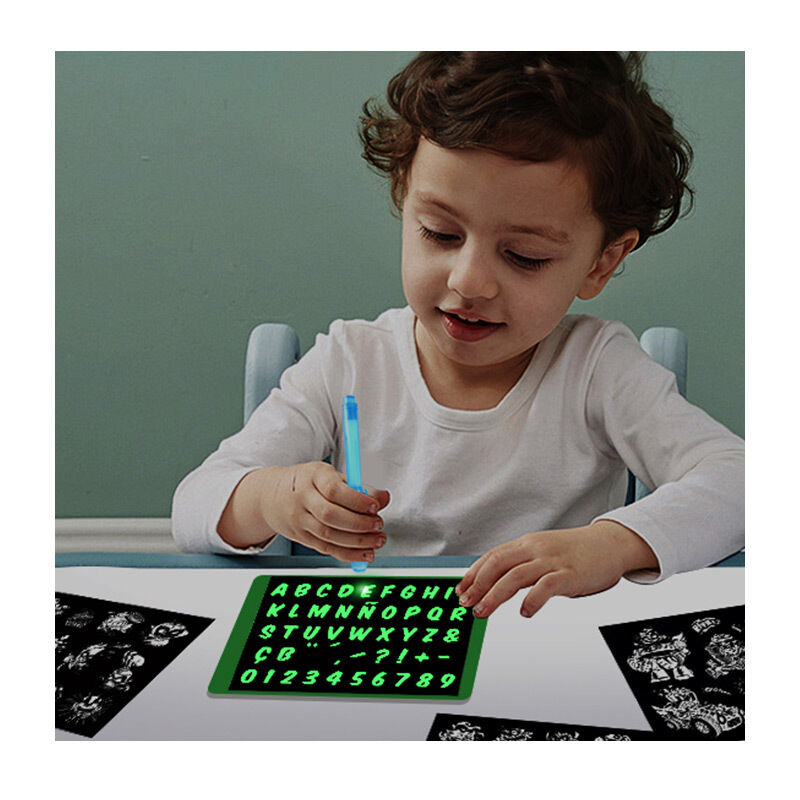 PVC Plastic Multi Functional Memory Magic Fluorescent Doodle Board Kids Educational Writing Tablet Board DIY Painting Packaged