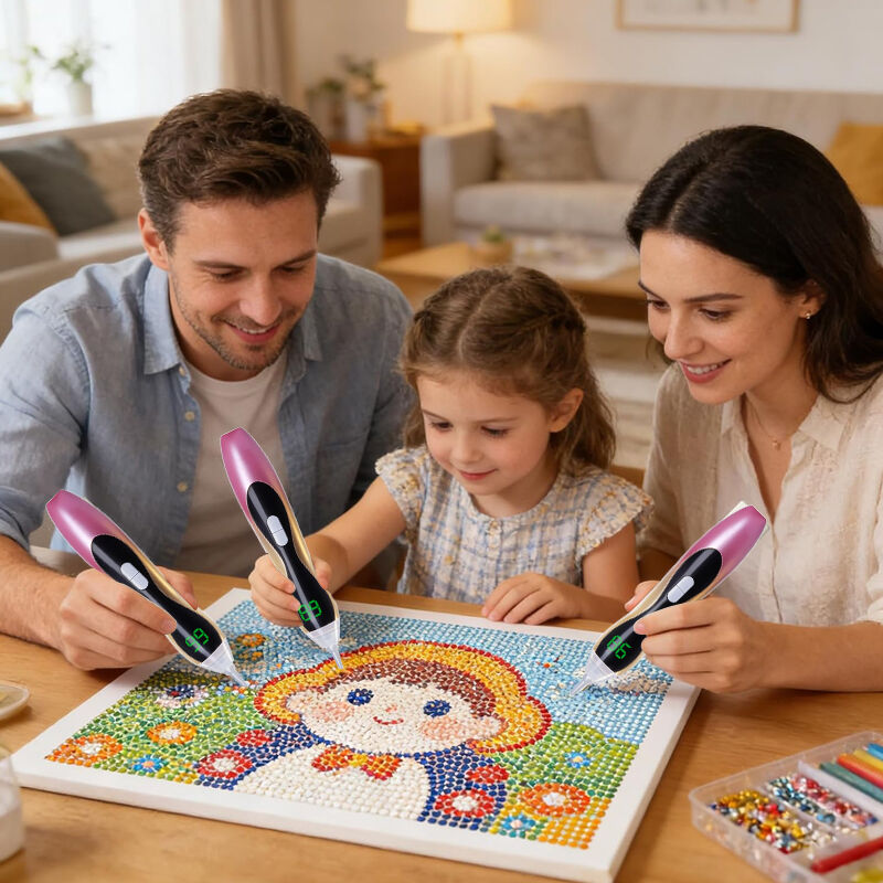 Factory Direct Diamond Painting Supplies Adjustable Suction LED Light 600mAh Cordless Lighted Electric Diamond Art Pen