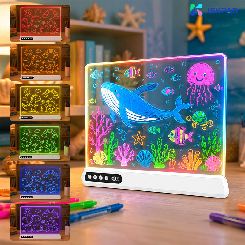 Factory Direct Trending Wholesale 7+7 Light Modes 4 Gear Timer Rechargeable Battery Led Light Drawing Board