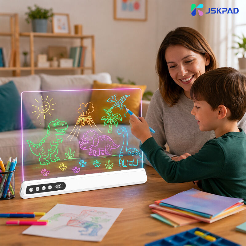Factory Direct Hot Selling Rechargeable 16 RGB Light Modes Sound Activated Timing Acrylic Panel Led Light Drawing Board