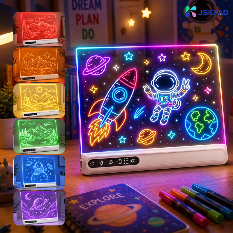 Factory Direct Trending Multi Use Erasable Acrylic Light Board Rechargeable 7 RGB Kids Office Home Living Room LED Drawing Board