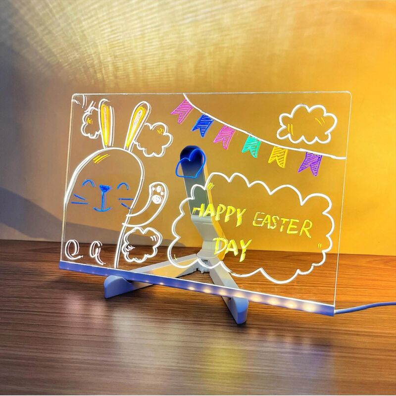 Factory Wholesale Modern Mini LED Board 3D Custom Night Light Acrylic Message Lamp Erasable DIY Paint Rewritable Note Board