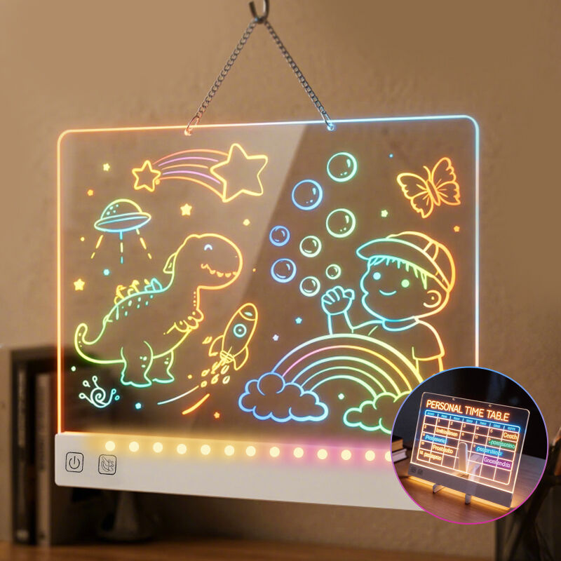 Eye-friendly Square LED Board Soft Light 8-13 Hours Battery Home Night Light Drawing Board with Colorful Light and Touch Control