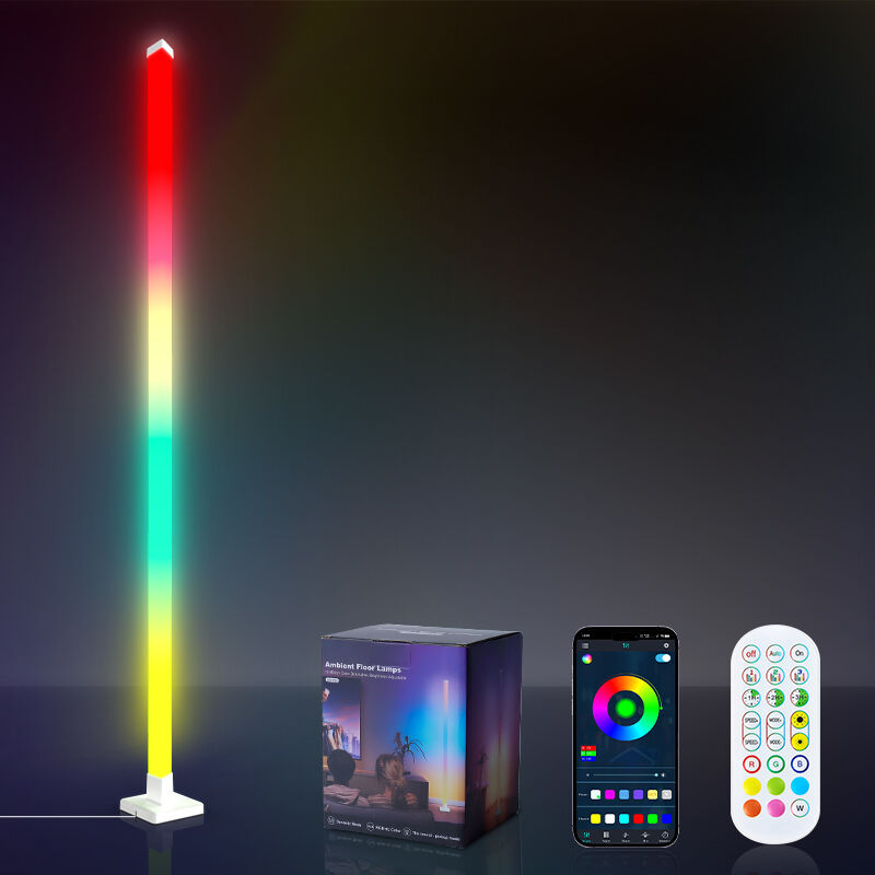 RGB Dimmable Smart Standing LED Floor Lamps Modern Decorative USB-Powered Corner Lighting White Shade with Music Sync Features