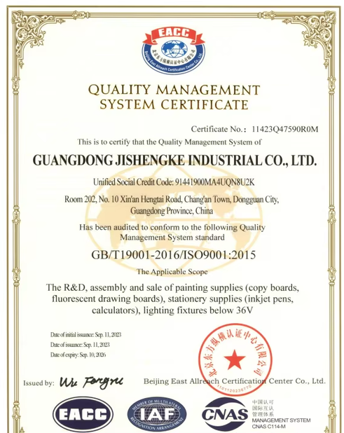 China Guangdong Jishengke Industrial Co., Ltd. certification